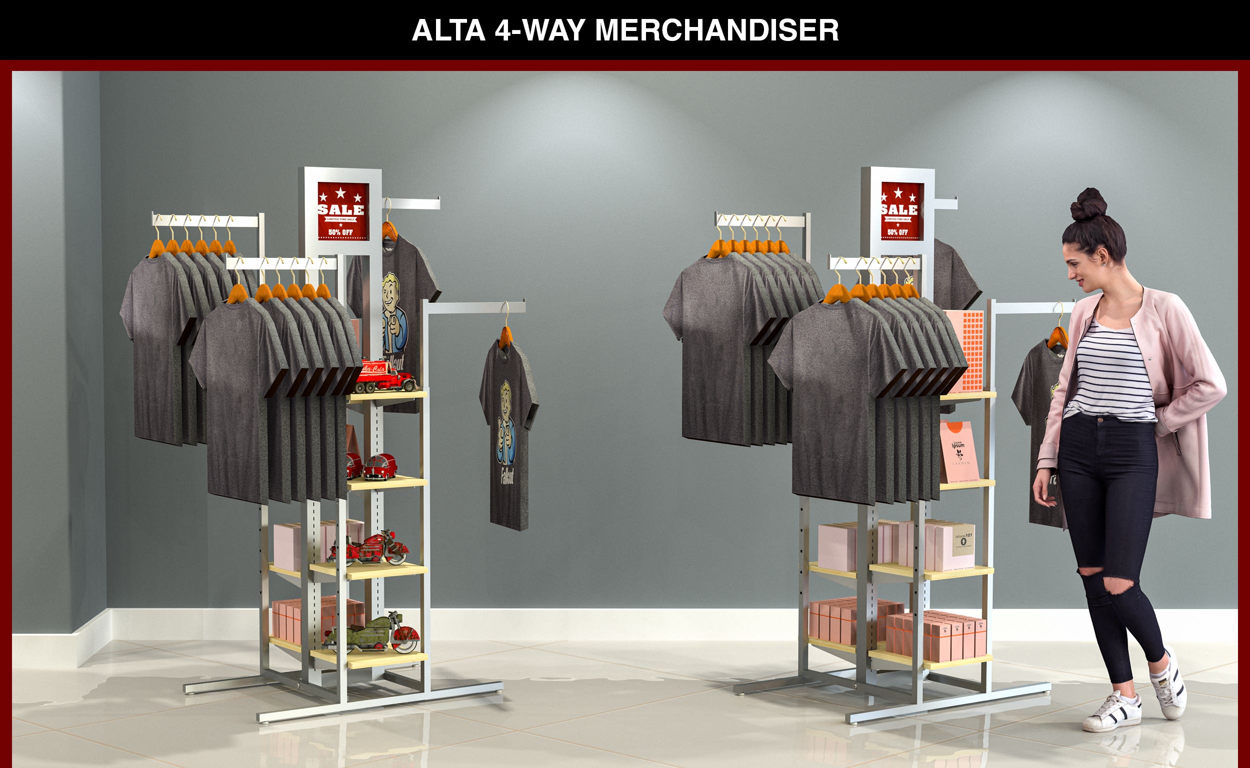 alta 4 arm rack merchandiser