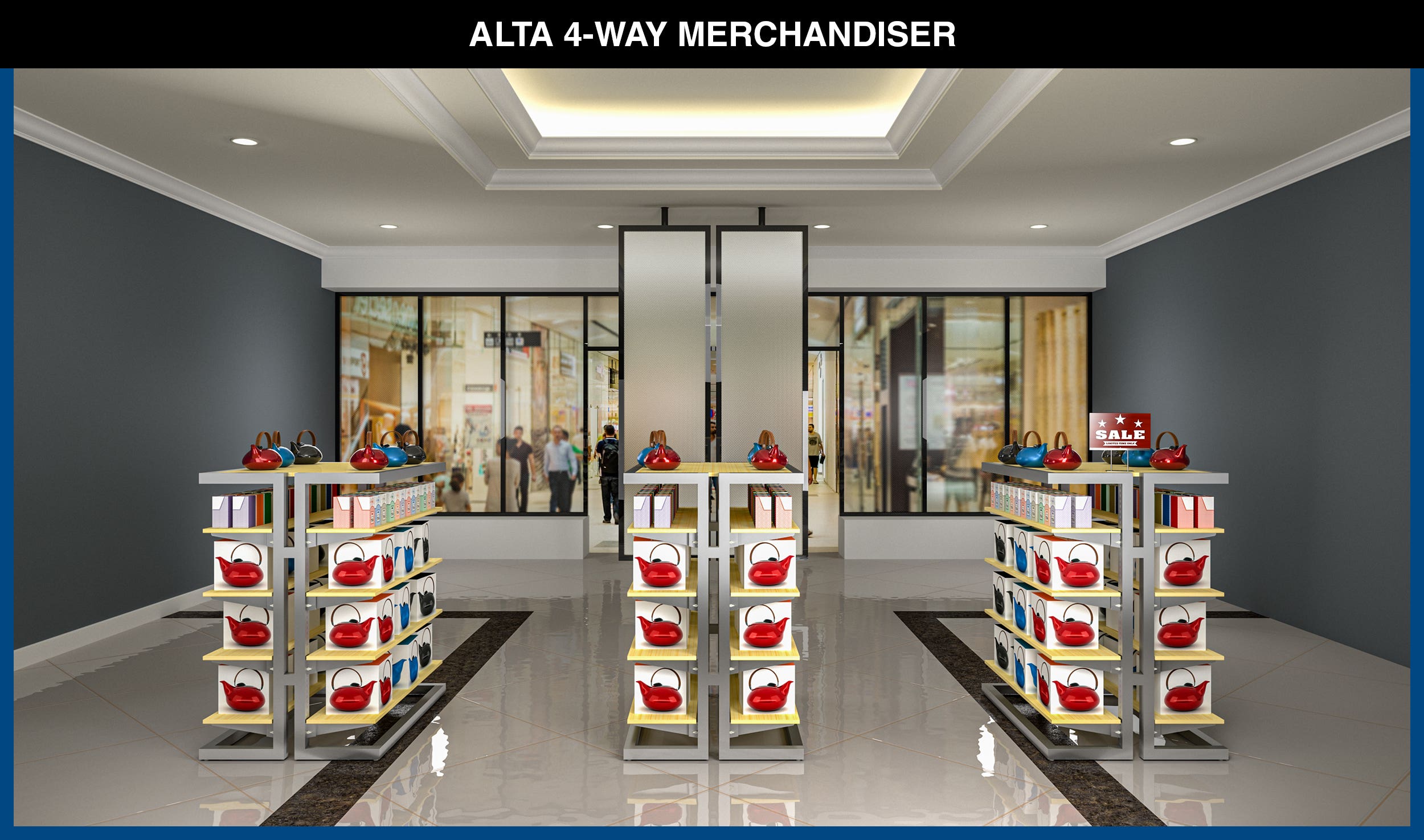 Alta display system floor merchandiser